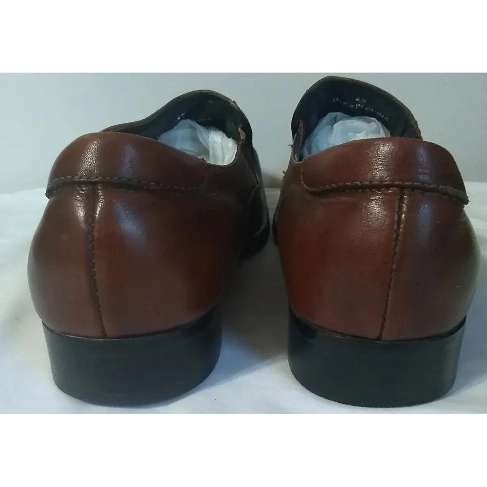 Aldo Men's Leather Dress Shoes Loafers Size US 8.5 EU 42 Brown Etched‎ Cross